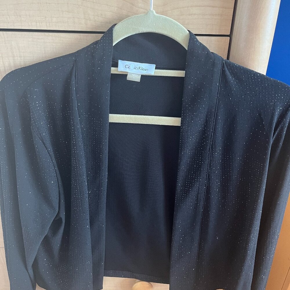 Large Shrug Calvin Klein Collarless Three-quarter sleeves Allover sparkles